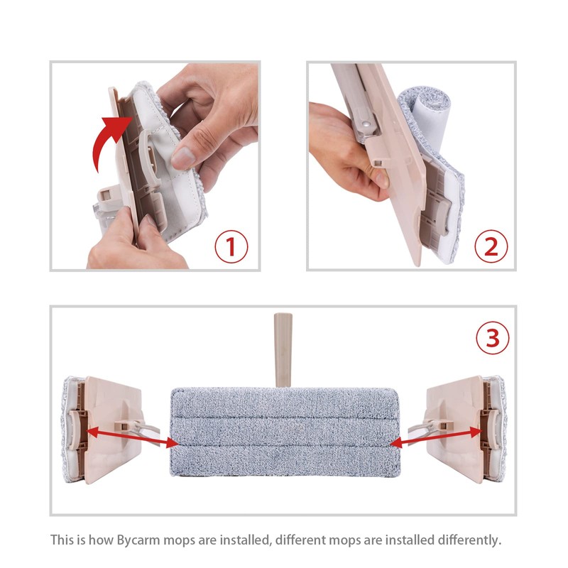 Bycarm Microfiber Cleaning Pads Compatible with Squeeze Flat Mop (6
