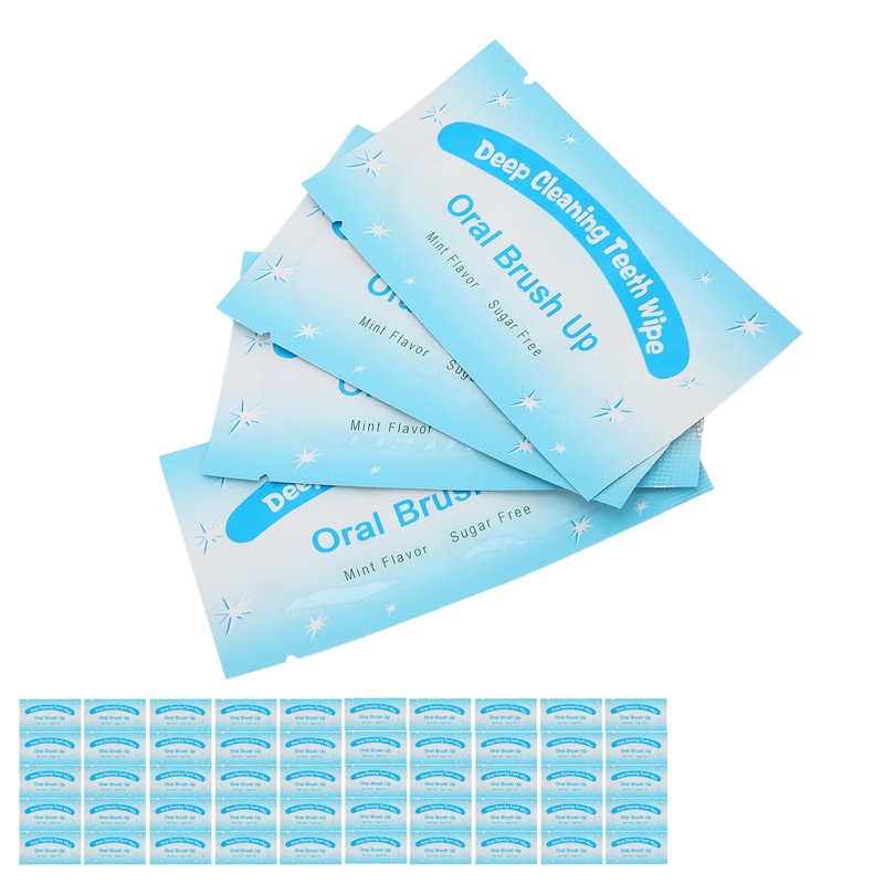 50pcs Disposable Finger Teeth Wipes Travel Portable Cleaning Dirt Removal