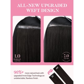 MAXITA Invisi Edge Clip in Hair Extensions Real Human Hair, 20 in, 7pcs 110g Dark Brown Seamless Clip ins,100% Remy Human Hair Extensions for Women