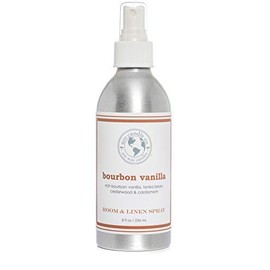 ECO CANDLE CO. Room & Linen Spray, Bourbon Vanilla, 8 oz. - Scents Of Bourbon, Vanilla, Tonka Bean, Cedarwood, & Cardamom - Recycled Aluminum Bottle, No Propellents, Pump Top, All Natural Ingredients