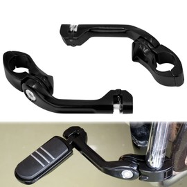 HDBUBALUS Motorcycle 1 1/4" Highway Peg Mount Universal Adjustable Highway Peg Long Angle Foot Peg Mount for Harley Touring Electra Road King Street Glide Softail Black