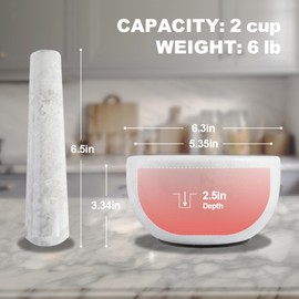 Koville African Marble Mortar and Pestle Set, 6.3" Grinder Bowl for Guacamole, Salsa, Pill Crusher, Spice, Herb, Garlic, Nut, Heavy Duty Grinder for Kitchen(Namib Fantasy)