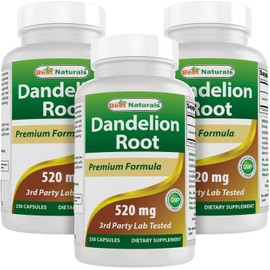 Best Naturals Dandelion Root 520 mg 250 Capsules (250 Count (Pack of 3))