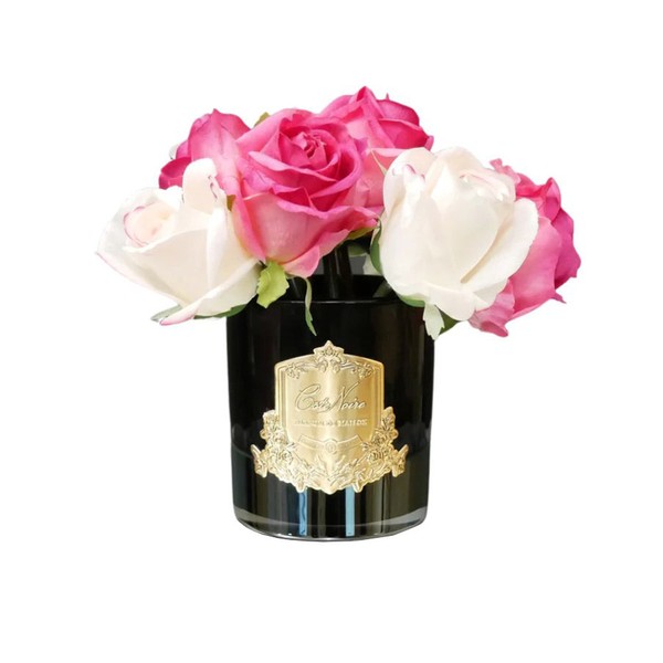 Cote Noire-Premium Bouquet-Mixed Magenta & Blush Rose Buds Dark Glass