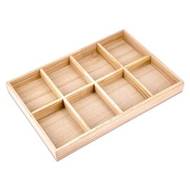 The Display Guys - Stackable Jewelry Tray and Organizer - for Drawers, Dressers, Store Display (8 Compartments, Natural Wood)