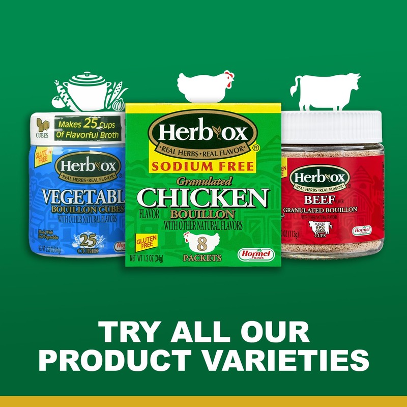 HERB-OX Chicken Bouillon Cubes, 25 Count (Pack of 12)