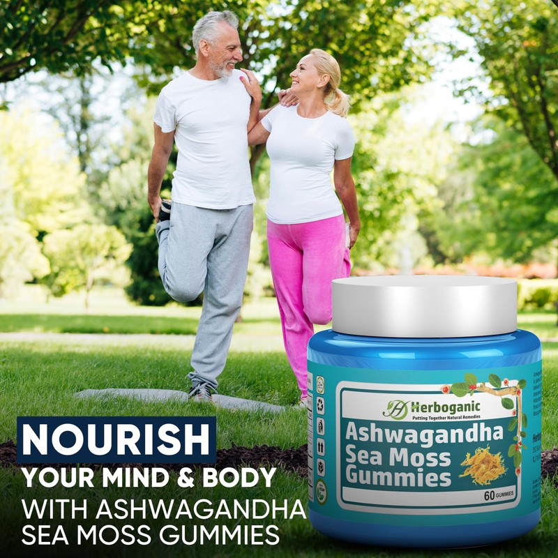 HERBOGANIC Ashwagandha Sea Moss Gummies - 60 Count