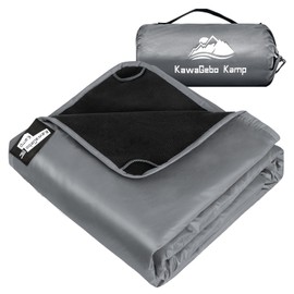 KawaGebo Kamp Fleece Waterproof Outdoor Blanket, Windproof Stadium Blanket for Camping, Picnics, and Sports Stay Dry and Comfortable 80"x58"