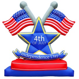 GIGLIM 5.7FT 4th of July Inflatables Outdoor Decorations USA Flag Blow Up Star Patriotic Independence Day Inflatables Fourth of July Outside Décor with Led Lights for Yard Lawn Patio Party