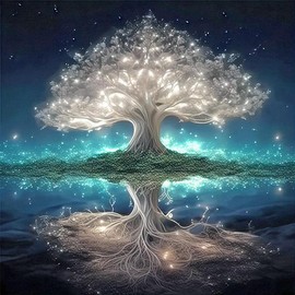 Glow in The Dark Tree Pattern DIY Diamond Art Painting Kit without Frame, DIY 5D Diamond Arts Painting Kit, Wall Art Decor for Home Living Room Bedroom