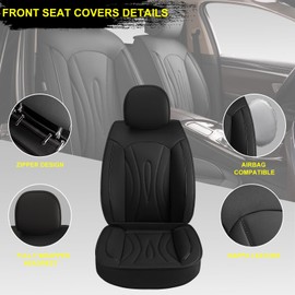 JIAMAOXIN Car Seat Covers Full Set Fit for Nissan Versa 2009-2025,Waterproof Laux Leather Seat Protectors for 5-Seat Vehicles(Black)