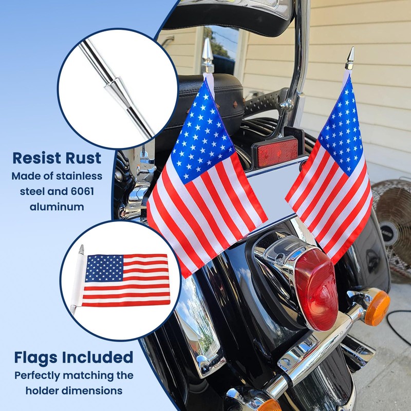 GUAIMI License Plate Flag Mount Double Flag Holder Motorcycle Flags