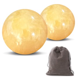 Hmsddan Marble Baoding Balls, Chinese Meditation Stress Relief Balls for Hand Therapy, Manual Massage Exercise, 2 Count Beige, 1.57 Inch