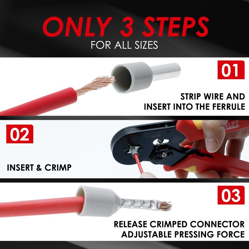 CCLIFE Crimping pliers, wire end ferrule set crimper, crimping tools,