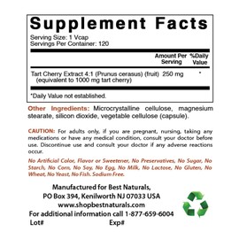 Best Naturals Tart Cherry Extract 1000 mg 120 Capsules (120 Count (Pack of 2))