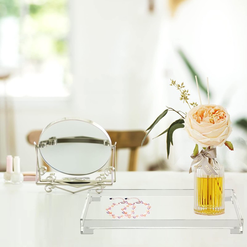 DELIPPLY Vanity Bathroom Tray, Acrylic Rectangle Decorative Catchall Organizer Storage