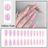 MISUD Press on Nails Long Stiletto Fake Nails Glossy Glue