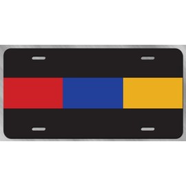 JMM Industries Thin Red Blue Gold Line Vanity Novelty License Plate Tag BLM Metal Car Truck 12-Inches by 6-Inches UV Resistant Print UVP107