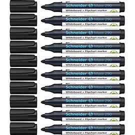 Schneider 290 Marker Pen Set 1-3 mm Black for Whiteboard and Flip-Chart Pack of 10