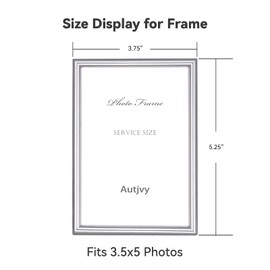 Autjvy 3.5x5 Picture Frame Silver Brushed Modern Simple Thin Aluminum Metal Photo Frame with HD Real Glass, Display for Tabletop and Wall Collage. (2 Pack)
