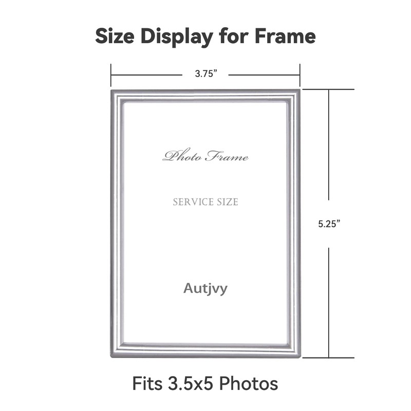 Autjvy 3.5x5 Picture Frame Silver Brushed Modern Simple Thin Aluminum
