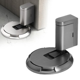 Mechanical Floor Door Stopper, Upgrade Windproof Heavy Duty Silent Floor Door Stop, No Drilling Adjustable Height Door Stoppers Door Catch Holder for Bottom of Door Keep Door Open (Gray)