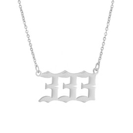 Old English Necklace,Angel Number Necklace For Women Silver 333 Necklace Numerology Necklace