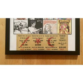 Woodstock 1969 Custom Framed Poster Collage And 2x6 3-Day Ticket