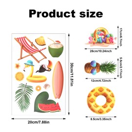 lasuroa 9 Sheets Summer Window Clings, Double-Sided Removable Hawaiian Beach Window Stickers Reusable Anti-Collision Static Glass Decals Ideal Decorations for Home Office Parties