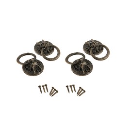 dophee 4 Pack Chinese Vintage Dragon Head Pull Handles, Antique Bronze Zinc Alloy Pull Knobs with Screws for Cabinet Cupboard Dresser Nightstand, 1.26"x1.85"