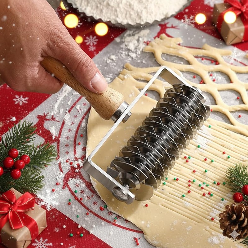 EVEDMOT Lattice Cutter Dough Lattice Roller, Stainless Steel Roller Cutter