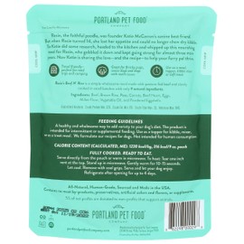 Portland Pet Food Company Rosie'S Beef N' Rice All Natural Dog Meal In A Pouch Microwaveable Meal Pouches Healthy, Wholesome Usda Ingredients Fully Cooked (6 Pack)
