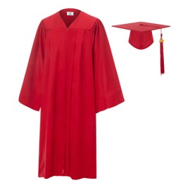 SAMDEEMI Unisex Adult Matte Graduation Gown Cap Tassel Set 2024 for High School and Bachelor, red 48"
