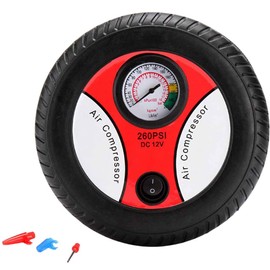 Seathestars Air Compressor, Electric Car Air Pump, Small, Electric Pump, Bicycle, Electric Pump, Automatic, DC 12 V, Includes 3 Nozzle Adapters, Bicycle, Ball