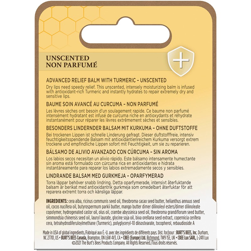 Burt's Bees 100% Natural Origin, Advanced Relief of Lip Balm