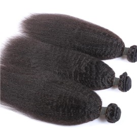 ELIHAIR Kinky Straight Human Hair 3 Bundles For Black Women African Americans Pre Plucked Hairline 18"18"18"