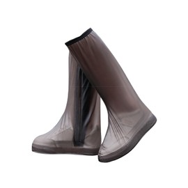 yacanova Long Waterproof Rain Shoe Cover, Rain Shoe Cover, Snow and Rainy Season, For Work or School Commutes, Bicycle, Anti-Slip, Lightweight, Foldable, Unisex, Braun, L