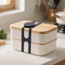 FORTIDY Silicone Latch Strap for Slow Cooker Lid, Pot, Bento Box, 21.65 in Reusable Elastic Self-Lock Silicone Tie for Bundling or Organizing Curtain, Cords, Yoga Mat, Camping Mat, 2pcs (Black&Gray)