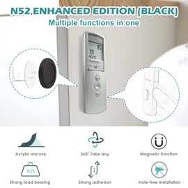 WALLFID 5 Pack N52 High Magnetic Remote Control Holder Wall Mount Holders Hole-Free Phone Charging Organizer Storage Containers For Home Office School Supply Storage.(Black Enhanced version)