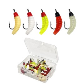 FOLANDO 30 pcs Fishing Soft Lures Set, Soft Worms Lures Fishing Lure Baits Artificial Lures for Bass Trout Pikes