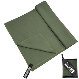 Besince Quick-Drying Towel, Hair Microfiber Towel, Bath Towel, Sports Towel, Gym Towel, Swimming Towel, Sam Towel, Travel Towel, Super Absorbent, Soft, Durable, Quick Drying, Lightweight, Storage Bag Included, 31.5 x 15.7 inches (80 x 40 cm) (Olive Drab)