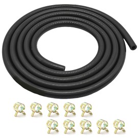 MospdyGear 6mm (1/4") ID Fuel Line Hose with 10 Clamps, 2.4M Gas Tube Braided Rubber Tubing, Replace for Automotives Boat Generators