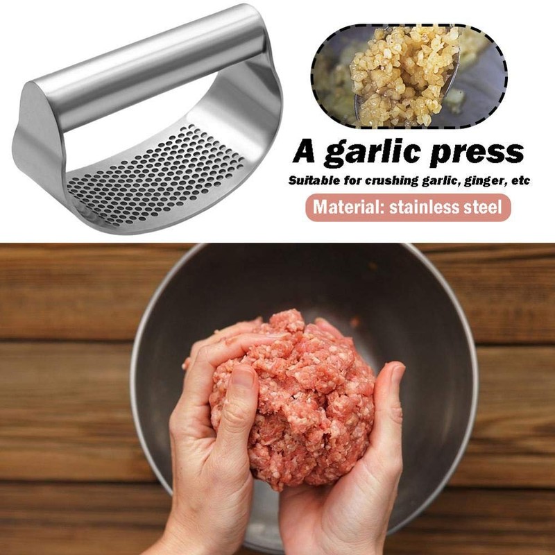 SUPARO Garlic Press Rocker Stainless Steel, Fruit Crusher with Comfortable