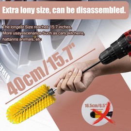 Wheel Brush, Soft Drill Wheel Cleaner Brush, Highly Dense and Durable Rim Cleaner Brush for Wheels, Rims, Engines, Exhaust,Motorcycles (Yellow)