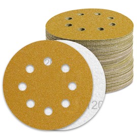 Sandpaper 125 mm Velcro Sanding Discs 120 Grit 8 Holes Pack of 100 for Random Orbital Sander Sanding Machine Polishing Machine