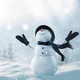 Darkroom Photographic Open Christmas Greeting Card - Happy Snowman - Snowman In Falling Snow - From The Great British Card Company