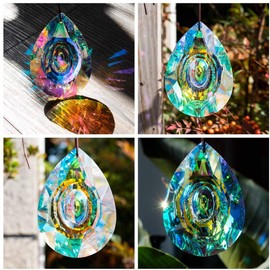 AB-Color Crystal Glass Prism Pendants Hanging Crystal Suncatcher Rainbow Maker Ornament Crystal Chandelier Parts 76mm