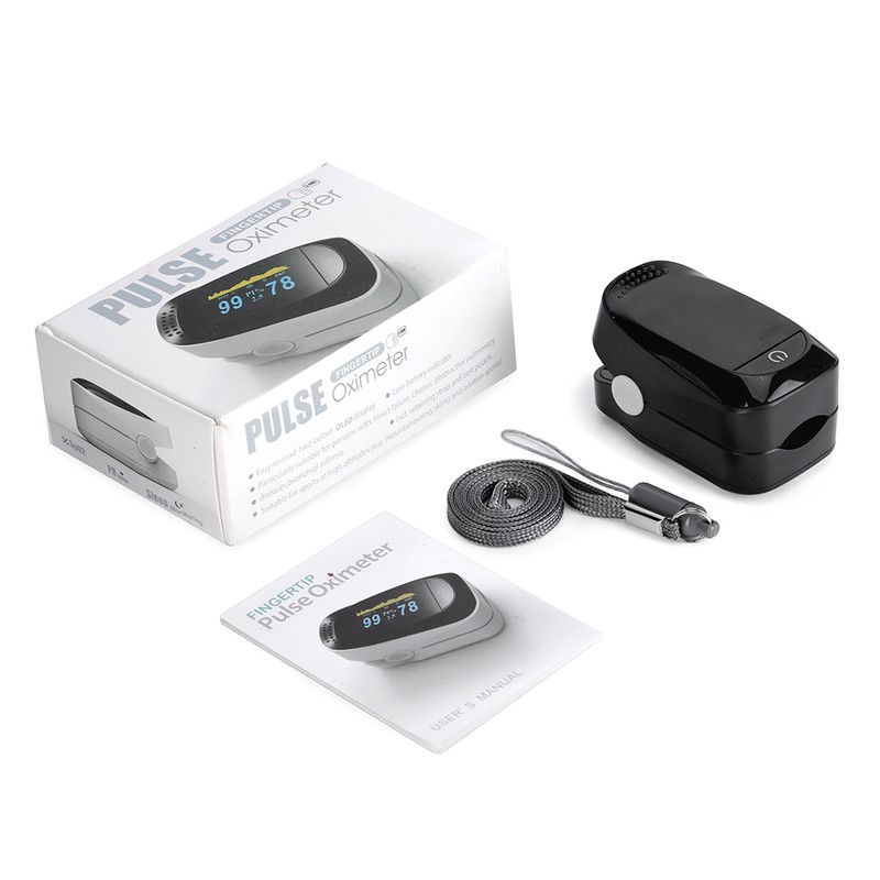 Fingertip Pulse Oximeter Oximetry Blood Oxygen Saturation Monitor with batteries