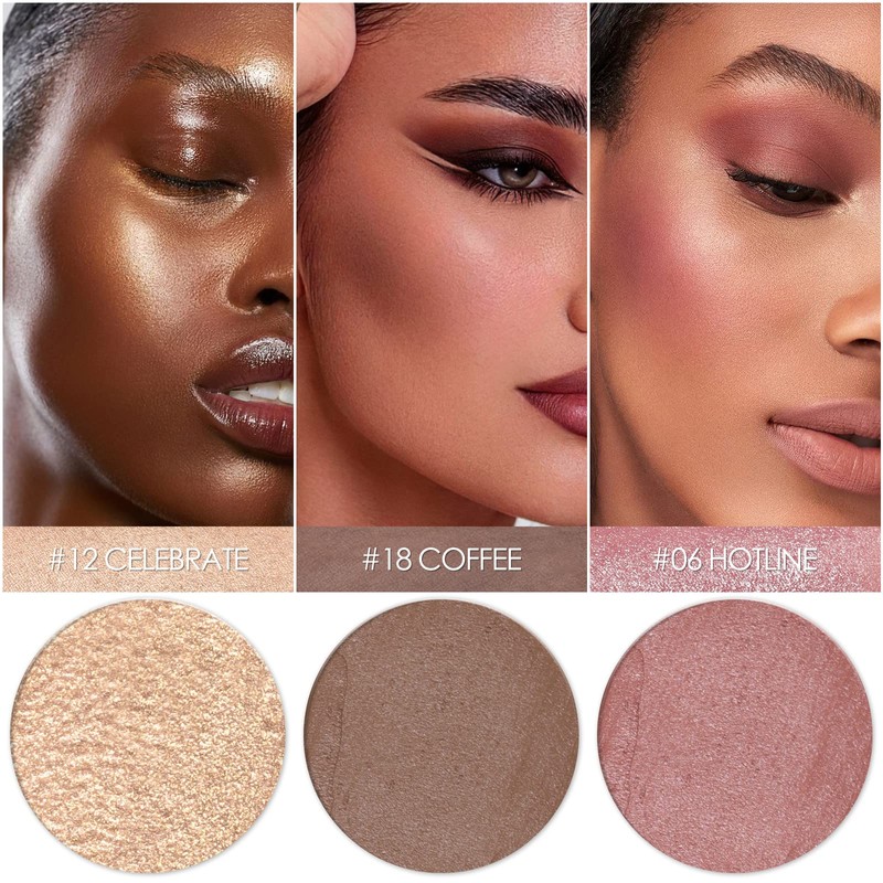 FALOCUTUS 3 Pcs MEDIUM-DEEP Contour Stick Set,Cream Blush & Highlighter
