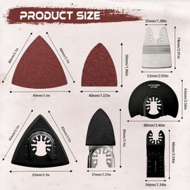 161Pcs Oscillating Tool Sanding Pad Kit, Includes 3Pcs Triangle Sanding Pads, 3Pcs Finger Sanding Pad, 150Pcs Sandpaper and 5 Saw Blades, for Wood Polish Sanding, & Other Surfaces